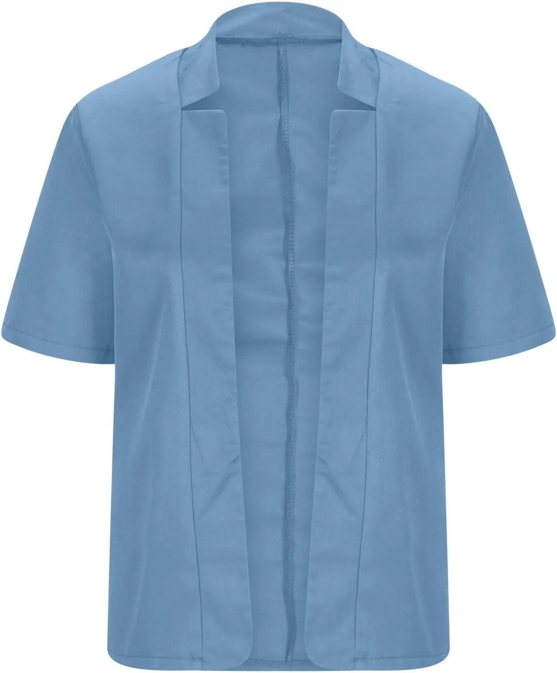 Short Sleeve Lightweight Open Front Cardigan for Women Notched Collar Work Office Blazer Slim Fitted Suit Jackets