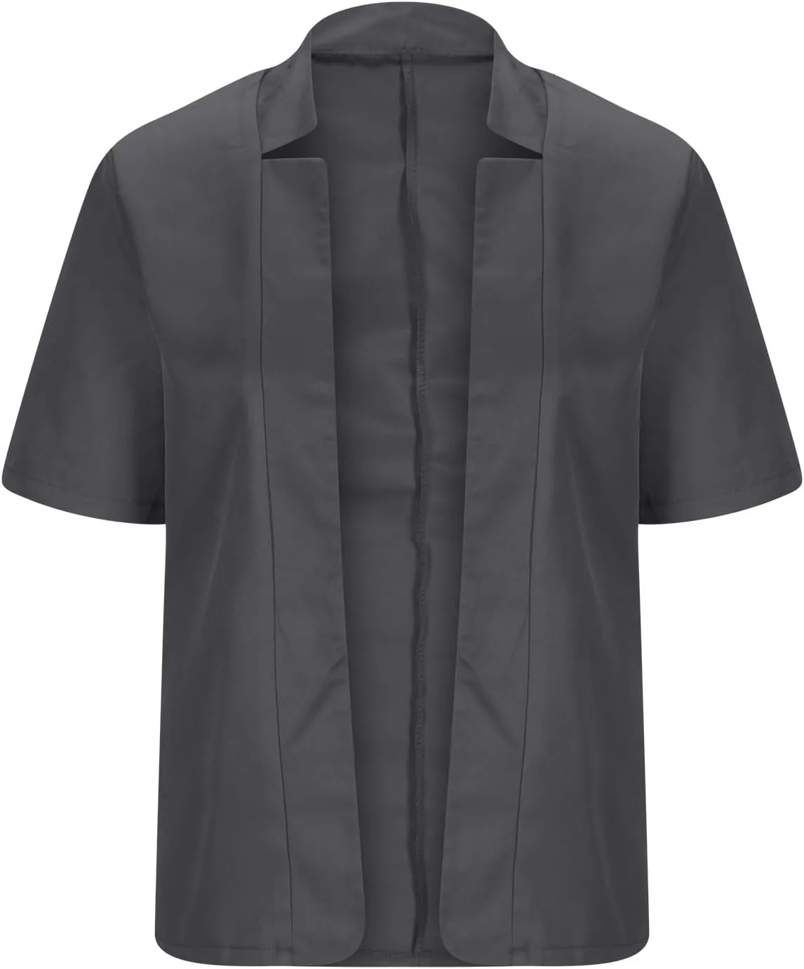 Short Sleeve Lightweight Suit Jackets Women Summer Casual Open Front Work Office Blazers Notch Collar Solid Cardigan
