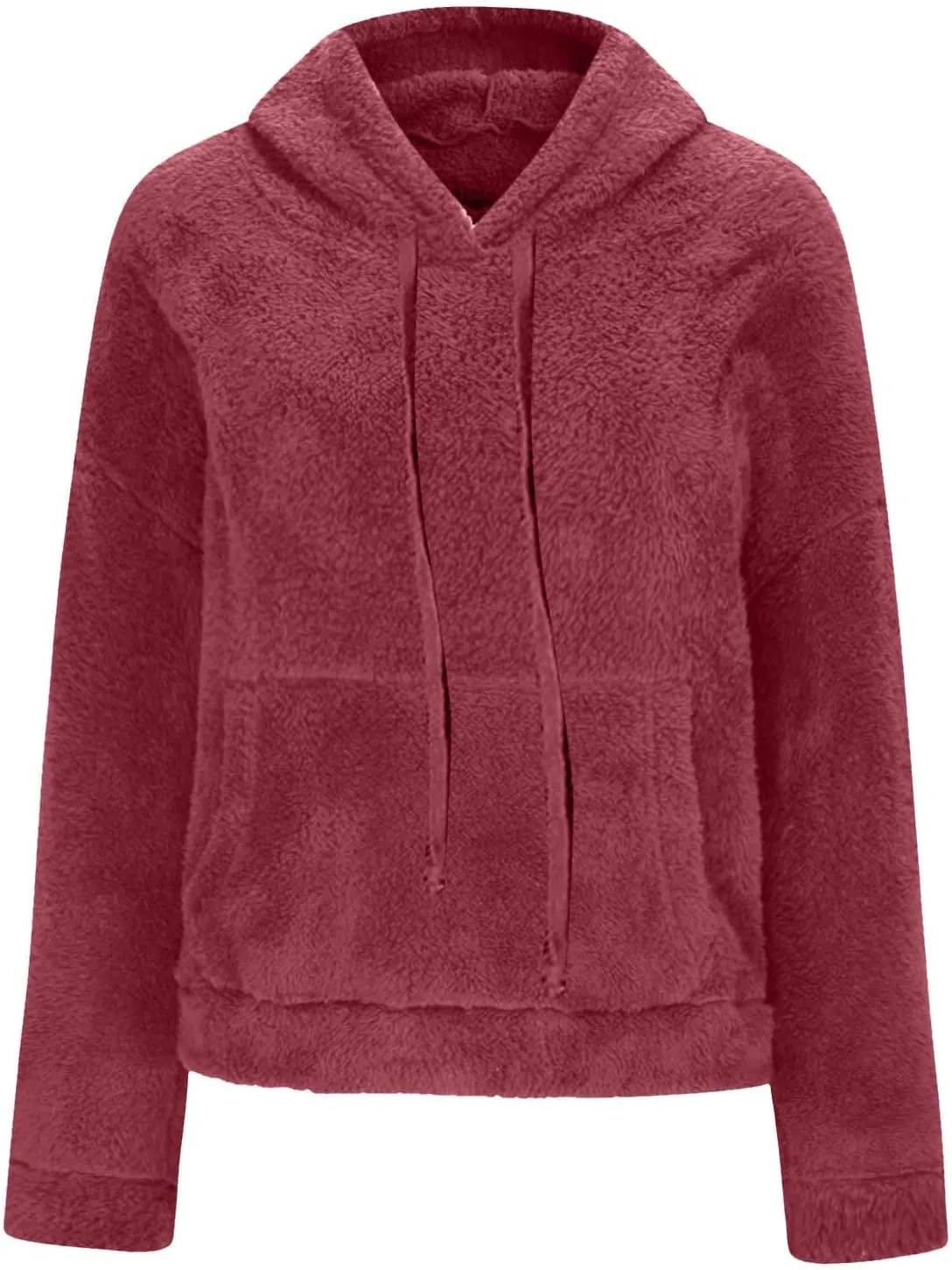 SMIDOW Women Casual Fuzzy Sweatshirt Faux Fleece Pullover Hoodies Cozy Oversized Pockets Hooded Sweatshirts Fall Fashion 2023