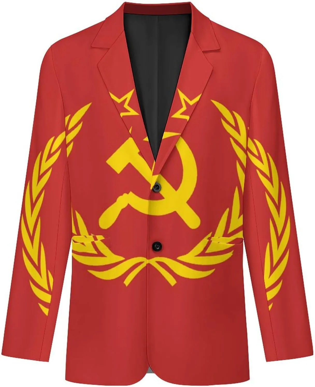 Soviet Union CCCP USSR Emblem Red Mens Blazer Suit Jacket Lightweight Slim Fit Casual Coat