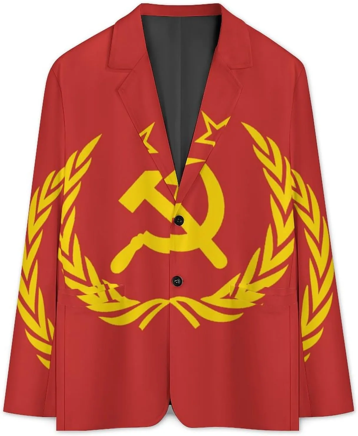 Soviet Union CCCP USSR Emblem Red Mens Blazer Suit Jacket Lightweight Slim Fit Casual Coat