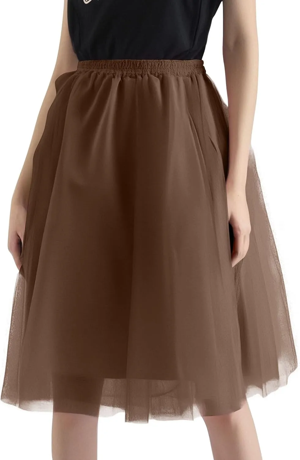 Spring Outfits for Women 2025 Loose Casual Trendy Solid Color Elastic Waist Flowy Mesh Ballet Skirts, S-2XL