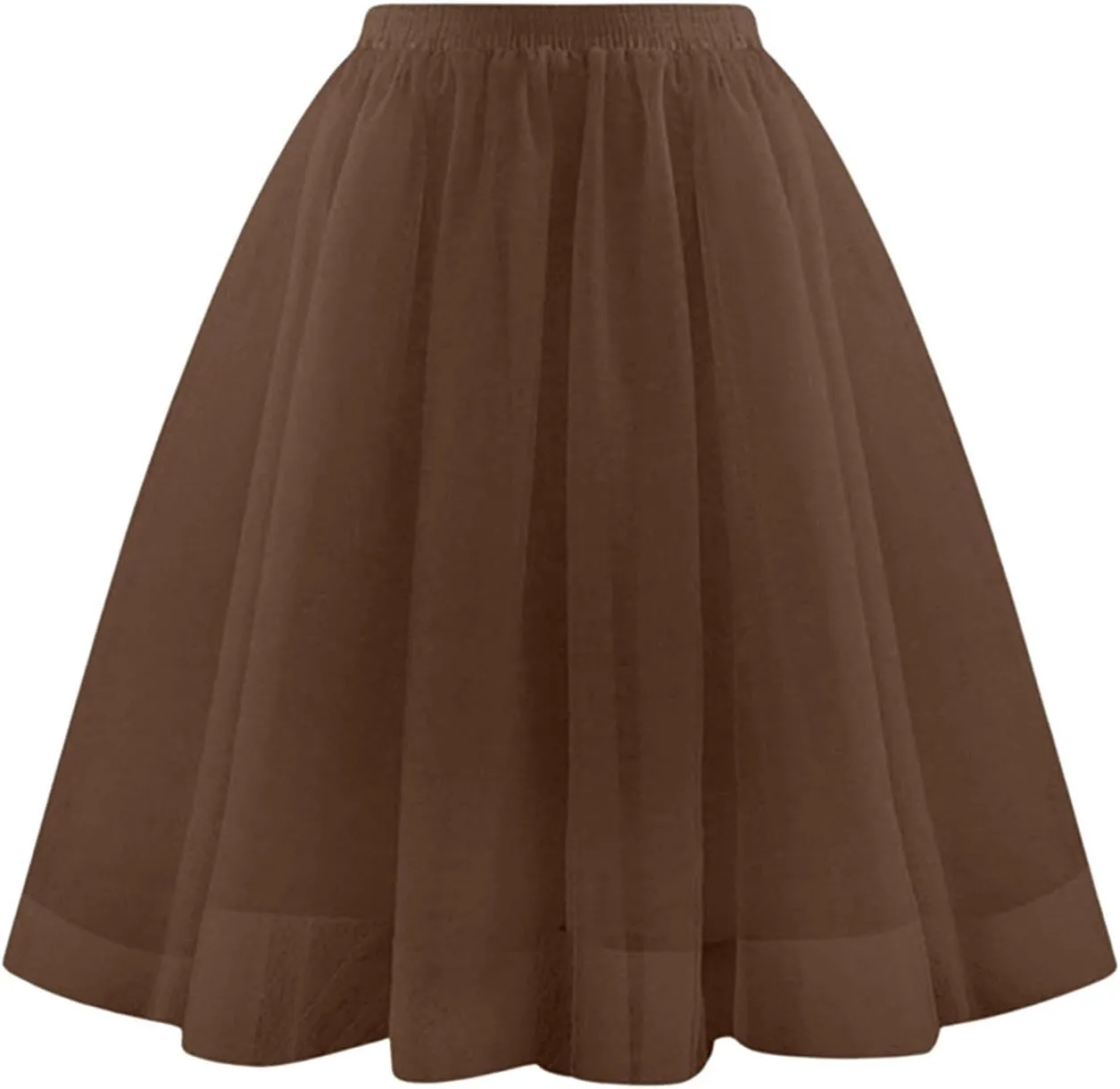 Spring Outfits for Women 2025 Loose Casual Trendy Solid Color Elastic Waist Flowy Mesh Ballet Skirts, S-2XL