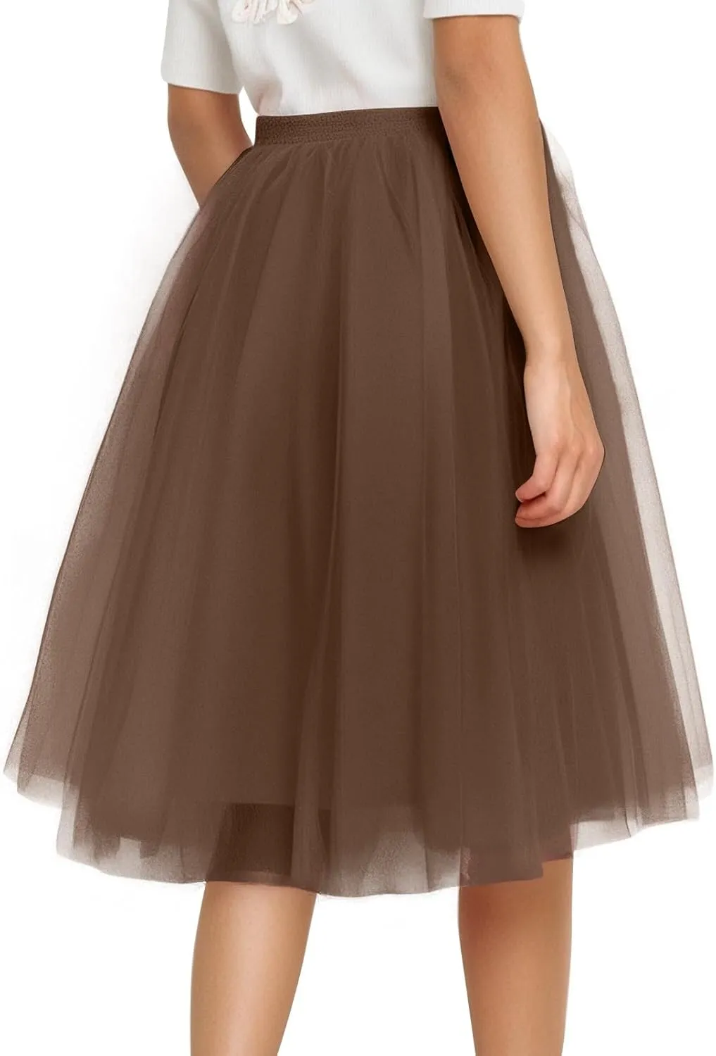 Spring Outfits for Women 2025 Loose Casual Trendy Solid Color Elastic Waist Flowy Mesh Ballet Skirts, S-2XL