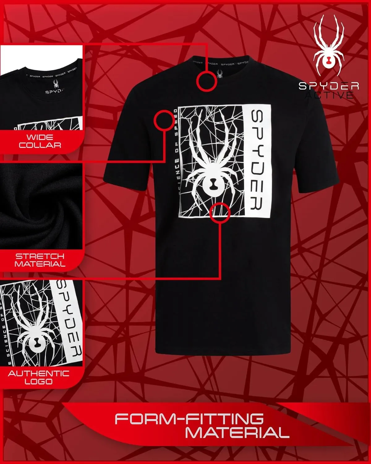 Spyder Mens Graphic T-Shirts - Soft Cotton Blend Classic Crewneck Short Sleeve Shirts for Men, Casual Shirts for Daily Wear