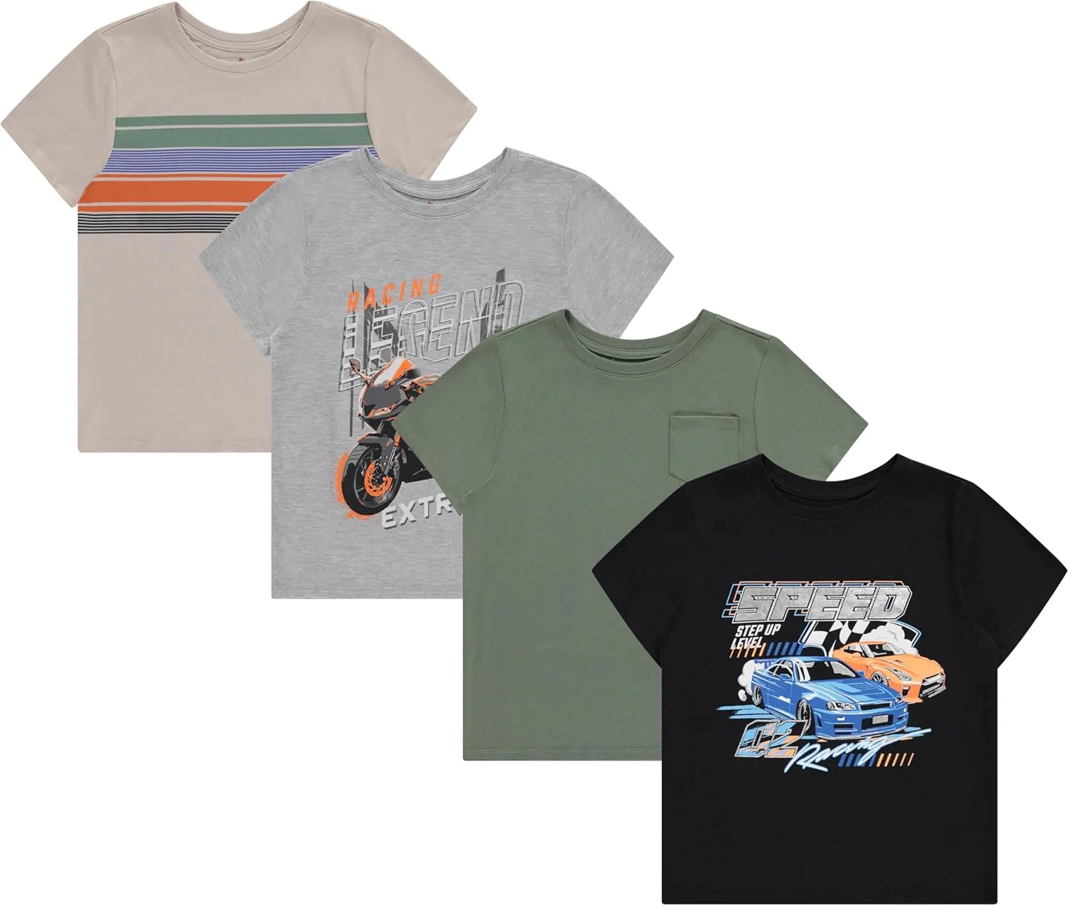 Stitch & Stone Boys 4-Pack Graphic Tees: Comfortable & Stylish T-Shirts for Ages Size 4-14