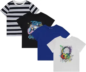 Stitch & Stone Boys 4-Pack Graphic Tees: Comfortable & Stylish T-Shirts for Ages Size 4-14