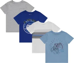 Stitch & Stone Boys 4-Pack Graphic Tees: Comfortable & Stylish T-Shirts for Ages Size 4-14