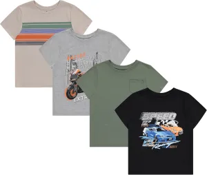 Stitch & Stone Boys 4-Pack Graphic Tees: Comfortable & Stylish T-Shirts for Ages Size 4-14