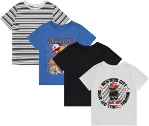 Stitch & Stone Boys 4-Pack Graphic Tees: Comfortable & Stylish T-Shirts for Ages Size 4-14