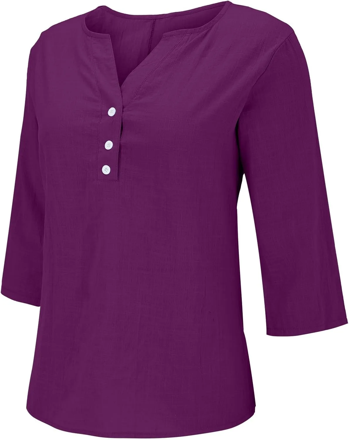 Summer Cotton Linen Shirts for Women 2025 Casual 3/4 Sleeve Tunic Shirts Spring Vacation Fashion Clothes
