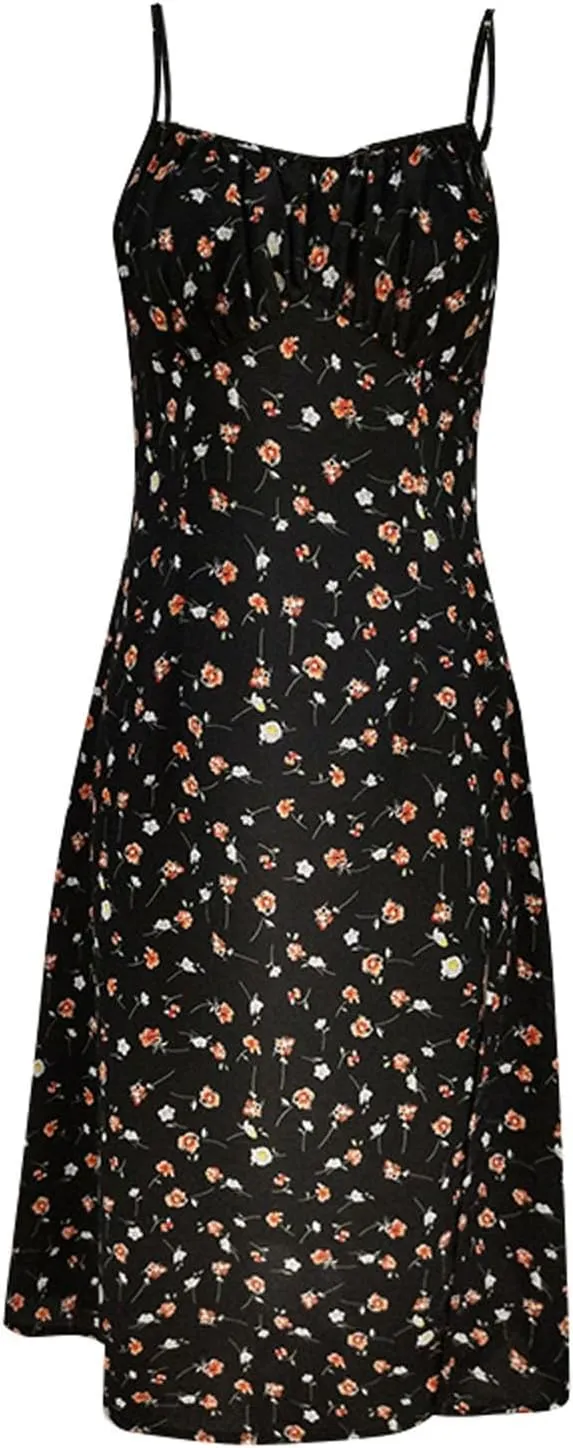 Summer Dresses for Women 2025 Polka Dot Dress Midi Dress Spaghetti Strap Slit Sundress Beach Vacation Clothes