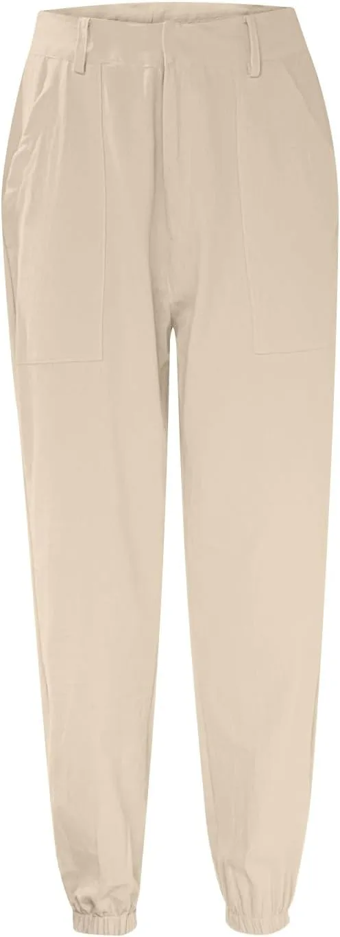 Summer Linen Pants for Women Casual Lounge Pants with Pockets Slim Fitting Pants Fashion Trendy Pants for 2025