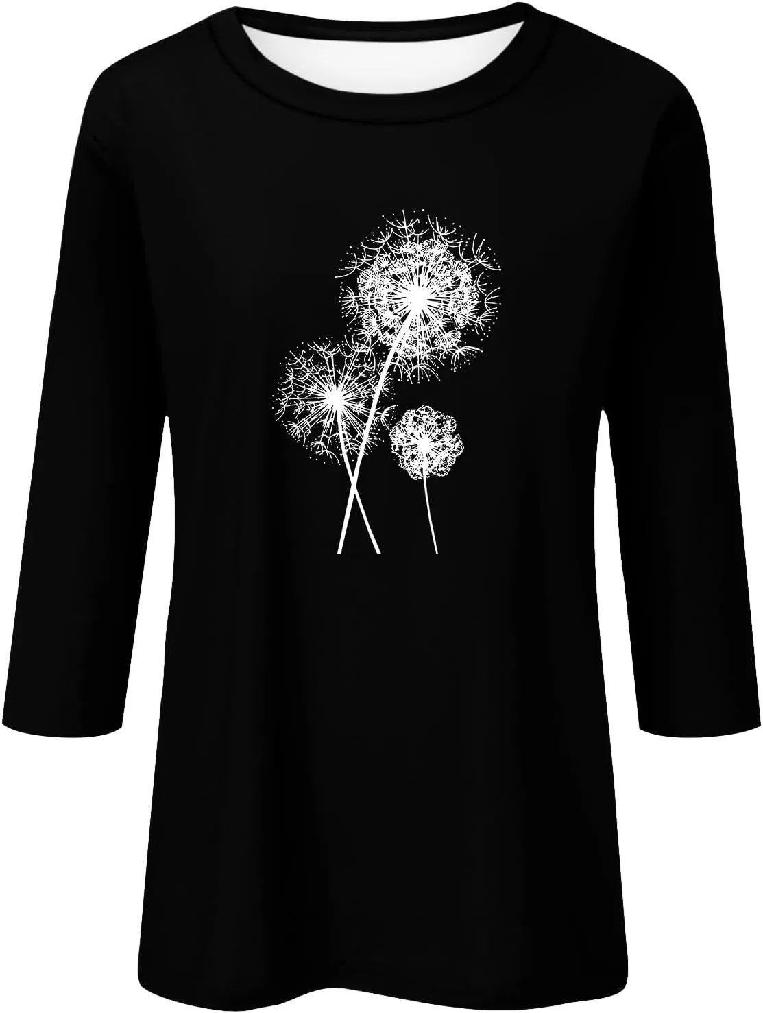 Summer Tops for Women 2024 3/4 Sleeve Crewneck Shirts Floral Print Tees Cute Graphic Tunics