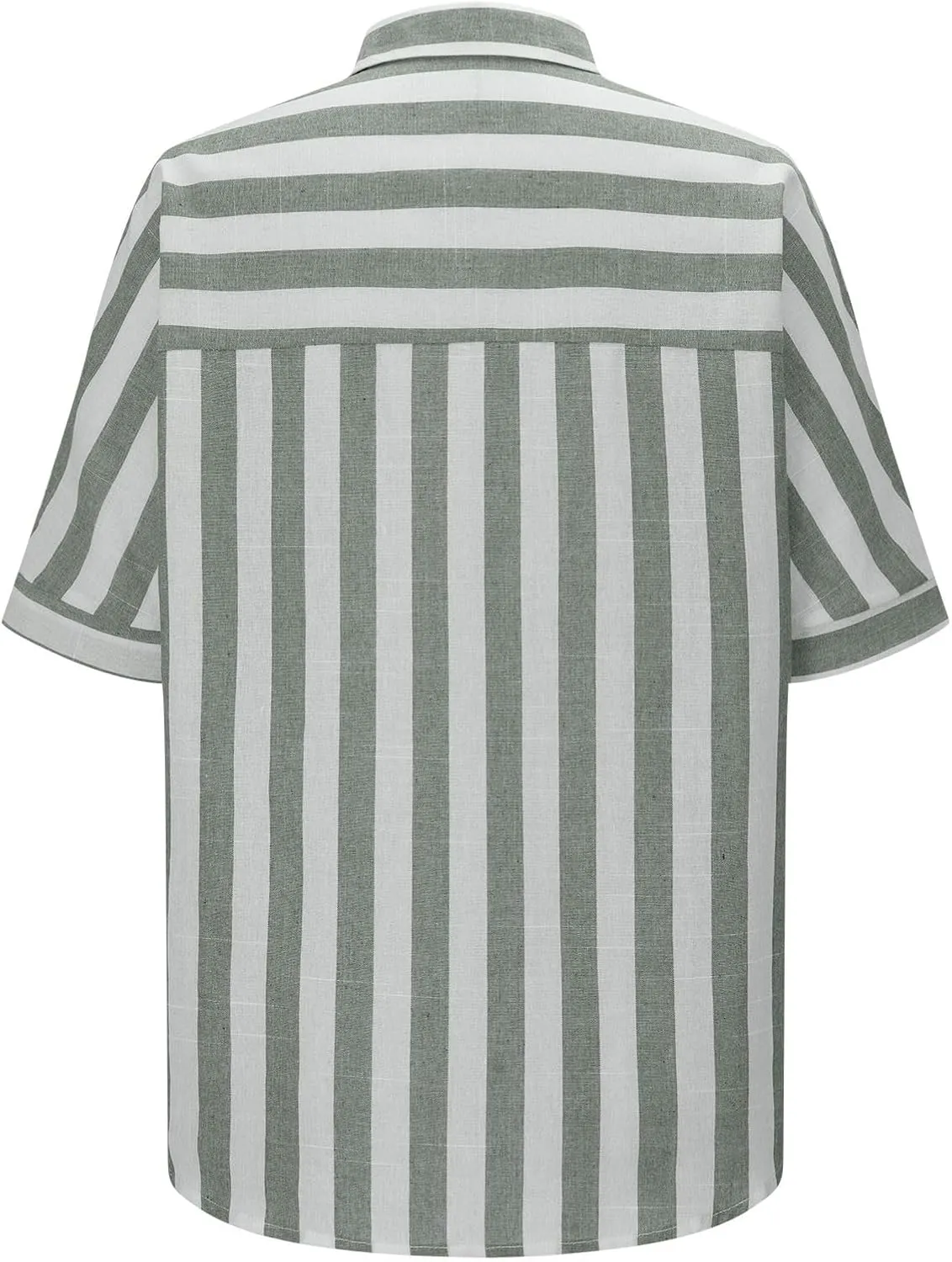 Summer Tops for Women Linen Short Sleeve Shirt Striped Button Down Shirt Turn Down Collar Blouse with Front Pocket