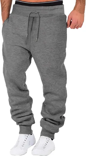 Sweatpants for Men Comfy Track Cuff Lace up Solid Color Workout Pants with Pocket Fleece Active Tech Joggers