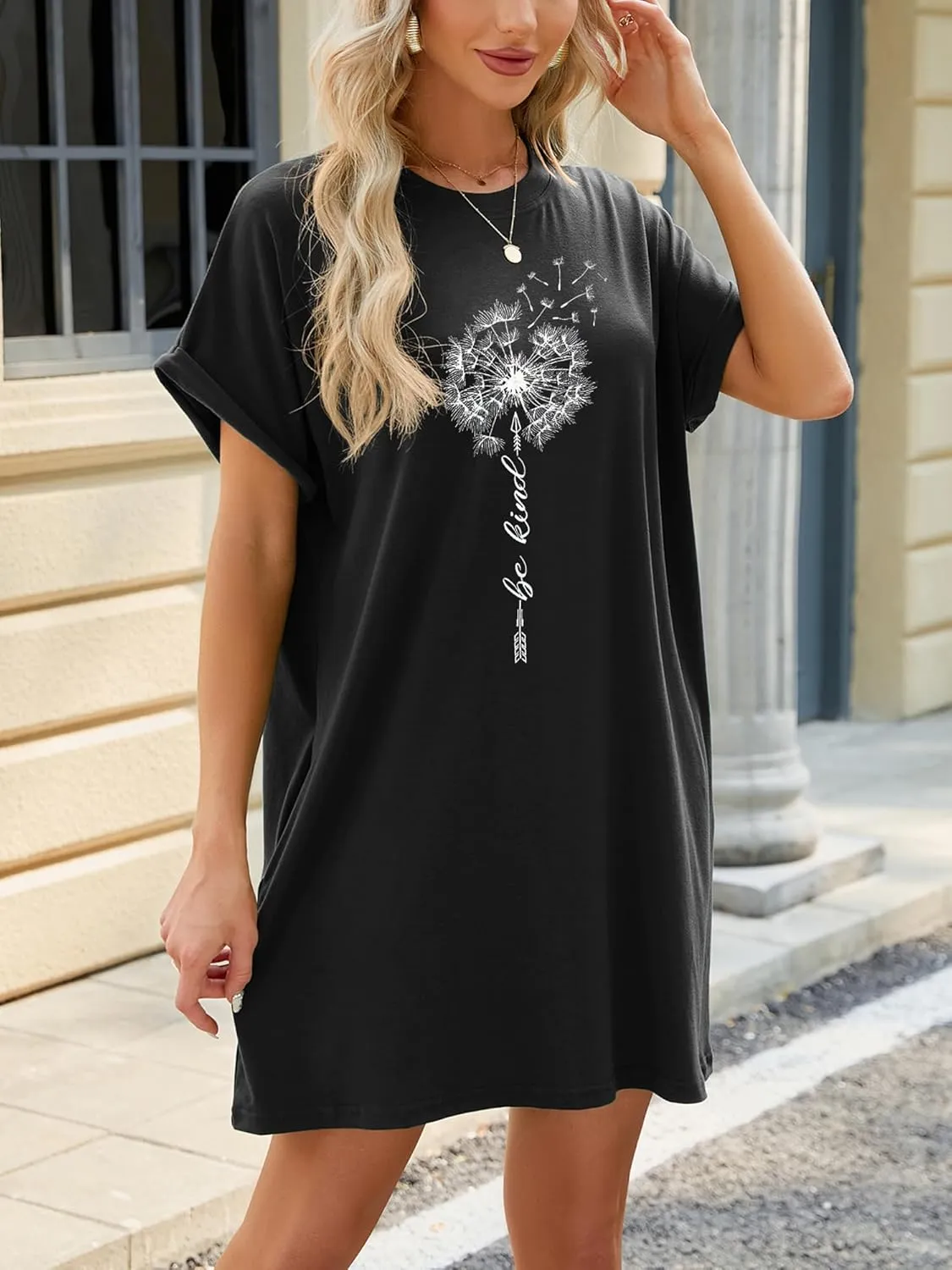 T Shirt Dresses for Women,Long Tunic Womens Summer Casual Tops with Pockets 2024