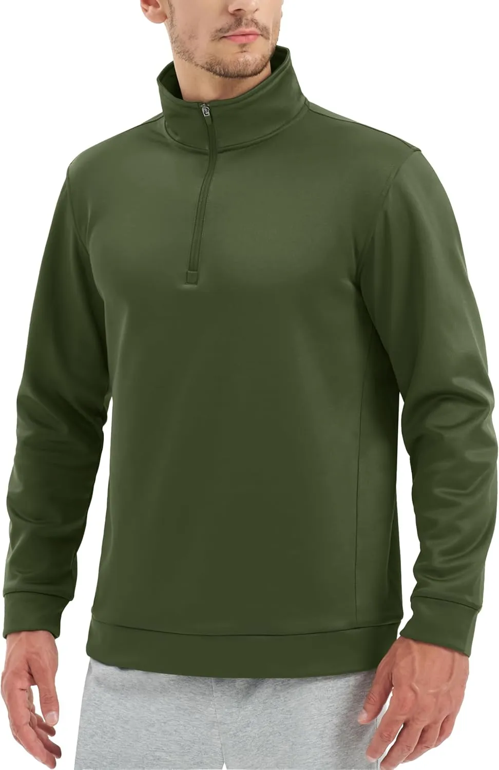 TACVASEN Men's Quarter Zip Pullover Sweatshirts Lightweight Fleece Lined Thermal Sweatshirts 1/4 Zip Golf Sweaters