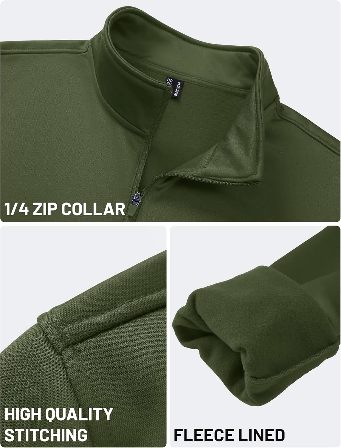 TACVASEN Men's Quarter Zip Pullover Sweatshirts Lightweight Fleece Lined Thermal Sweatshirts 1/4 Zip Golf Sweaters