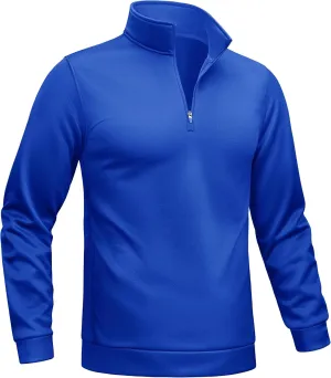 TACVASEN Men's Quarter Zip Pullover Sweatshirts Lightweight Fleece Lined Thermal Sweatshirts 1/4 Zip Golf Sweaters