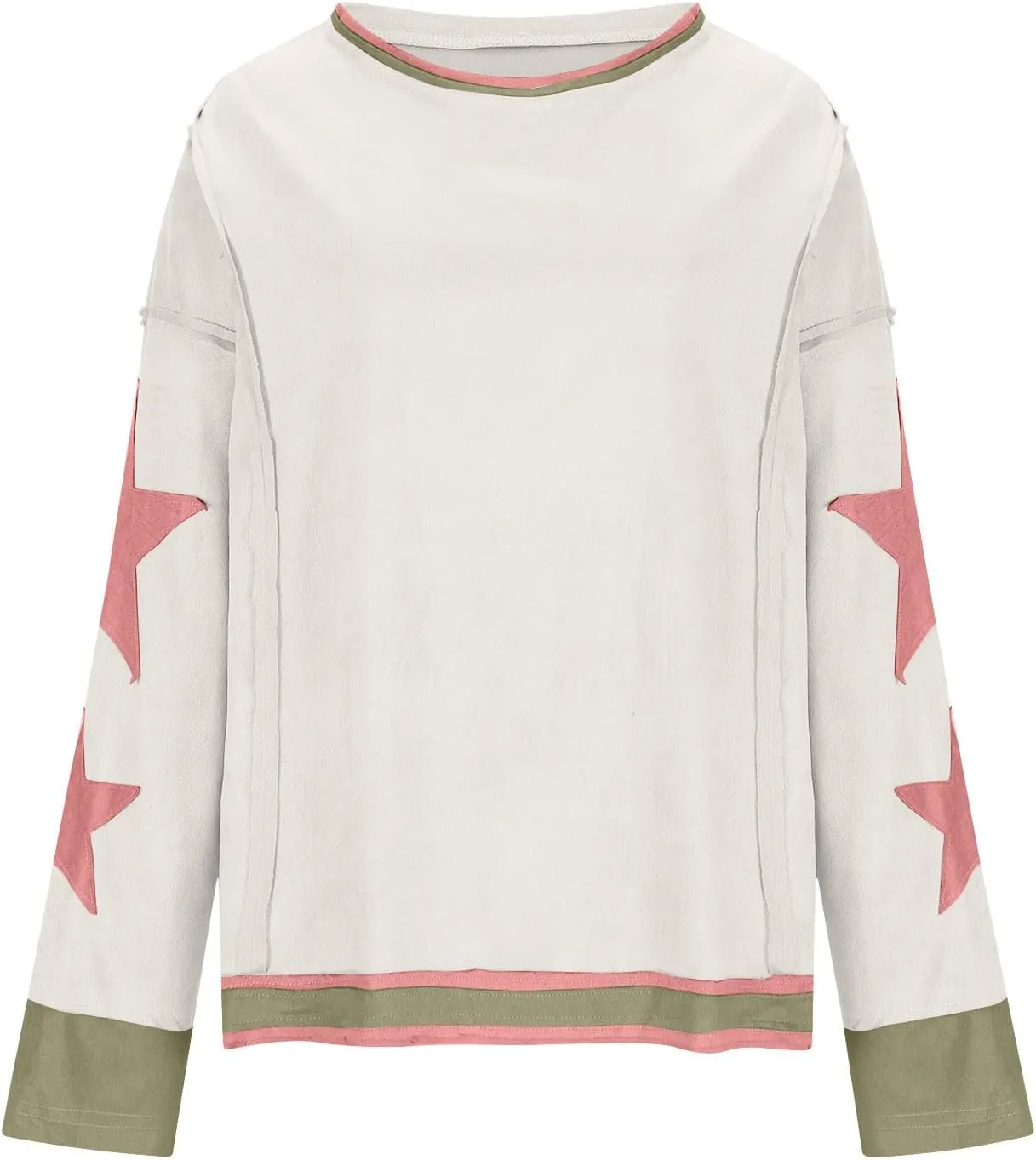 TANGNADE Women Oversized Sweatshirt Long Sleeve Crewneck Pullover Drop Shoulder Cute Tee Shirts 2024 Fall Trendy Clothes