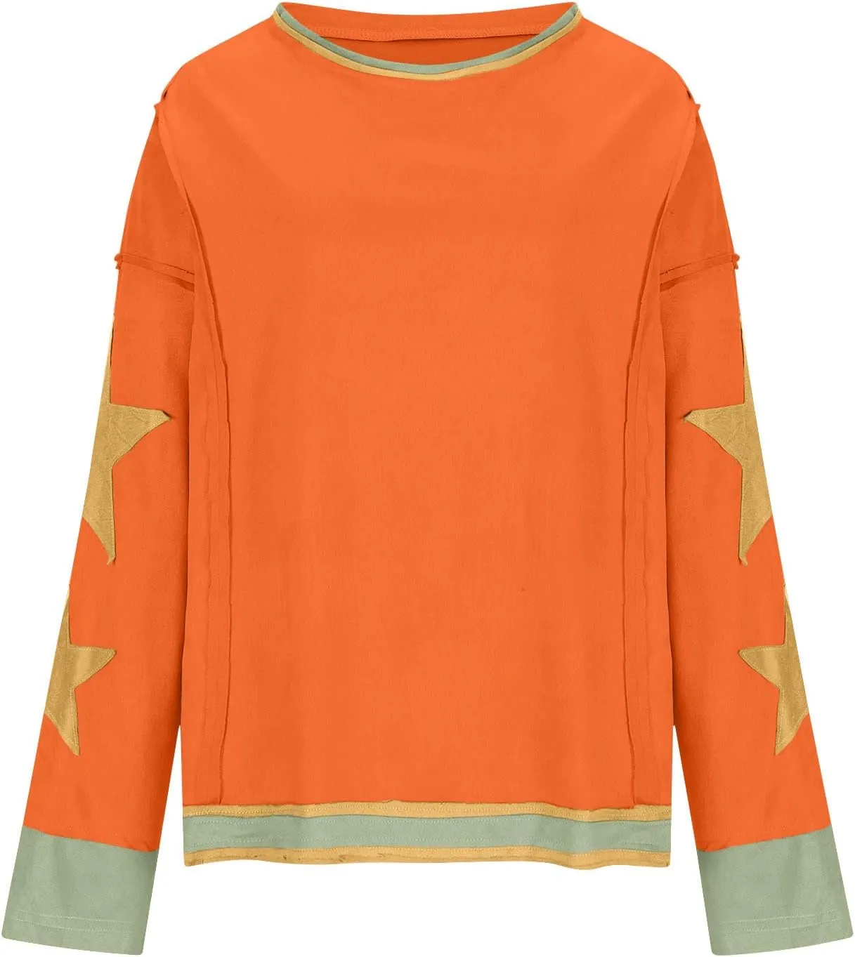 TANGNADE Women Oversized Sweatshirt Long Sleeve Crewneck Pullover Drop Shoulder Cute Tee Shirts 2024 Fall Trendy Clothes
