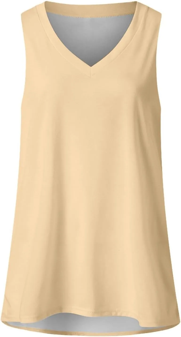 Tank Tops for Women 2025 Summer Sleeveless V Neck Blouses Plus Size Casual Vest Cami Tops Trendy Clothes