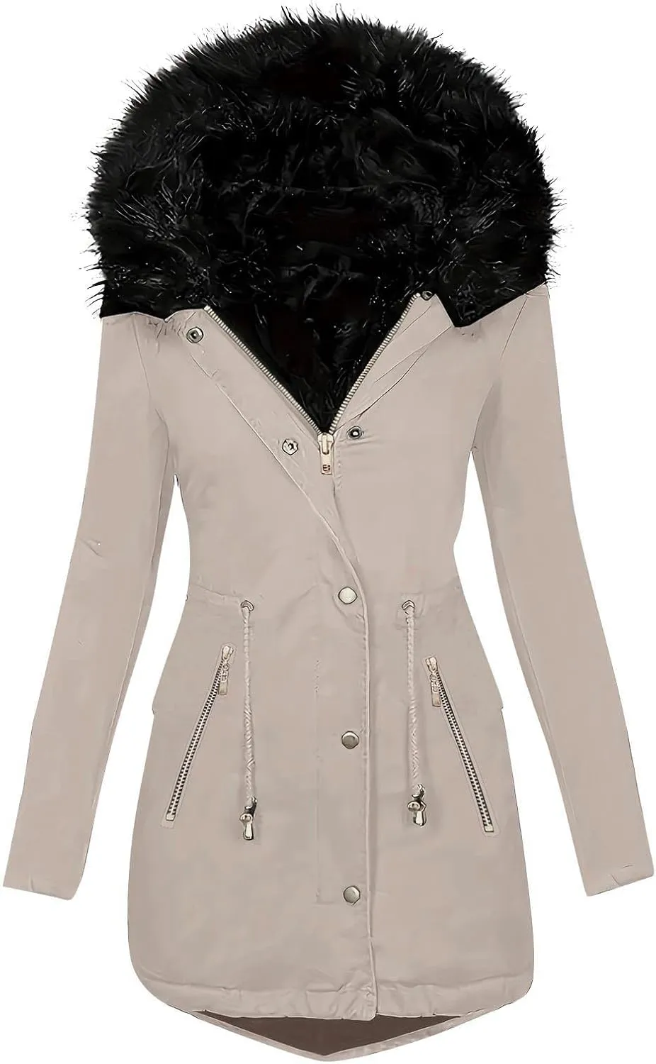 Thicken Fleece Parka Women Winter Coat Warm Puffer Jacket Quilted Down Coats Casual Sherpa Outerwear with Furry Hood