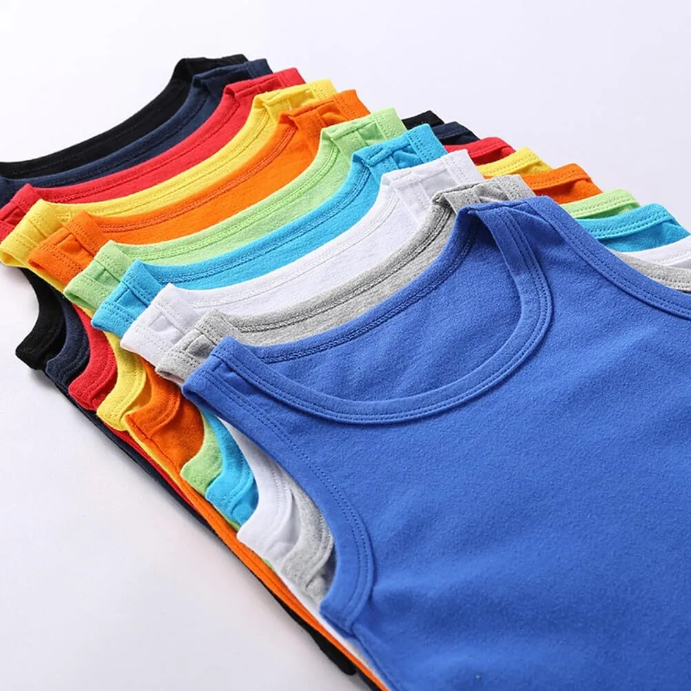 Toddler Baby Boy's Sleeveless Tank Tops Kids Girls Summer Basic Cami Shirts Cotton Athletic Undershirts T-Shirts Vest