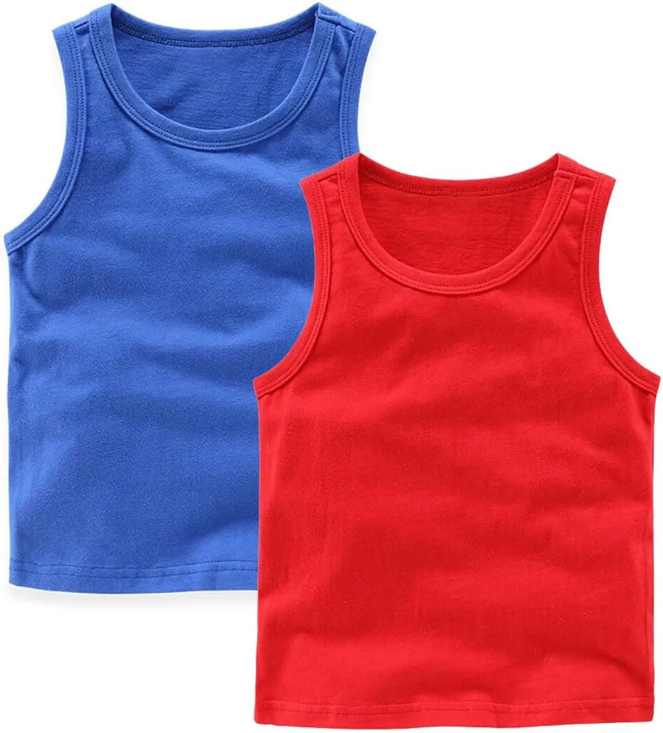 Toddler Baby Boy's Sleeveless Tank Tops Kids Girls Summer Basic Cami Shirts Cotton Athletic Undershirts T-Shirts Vest