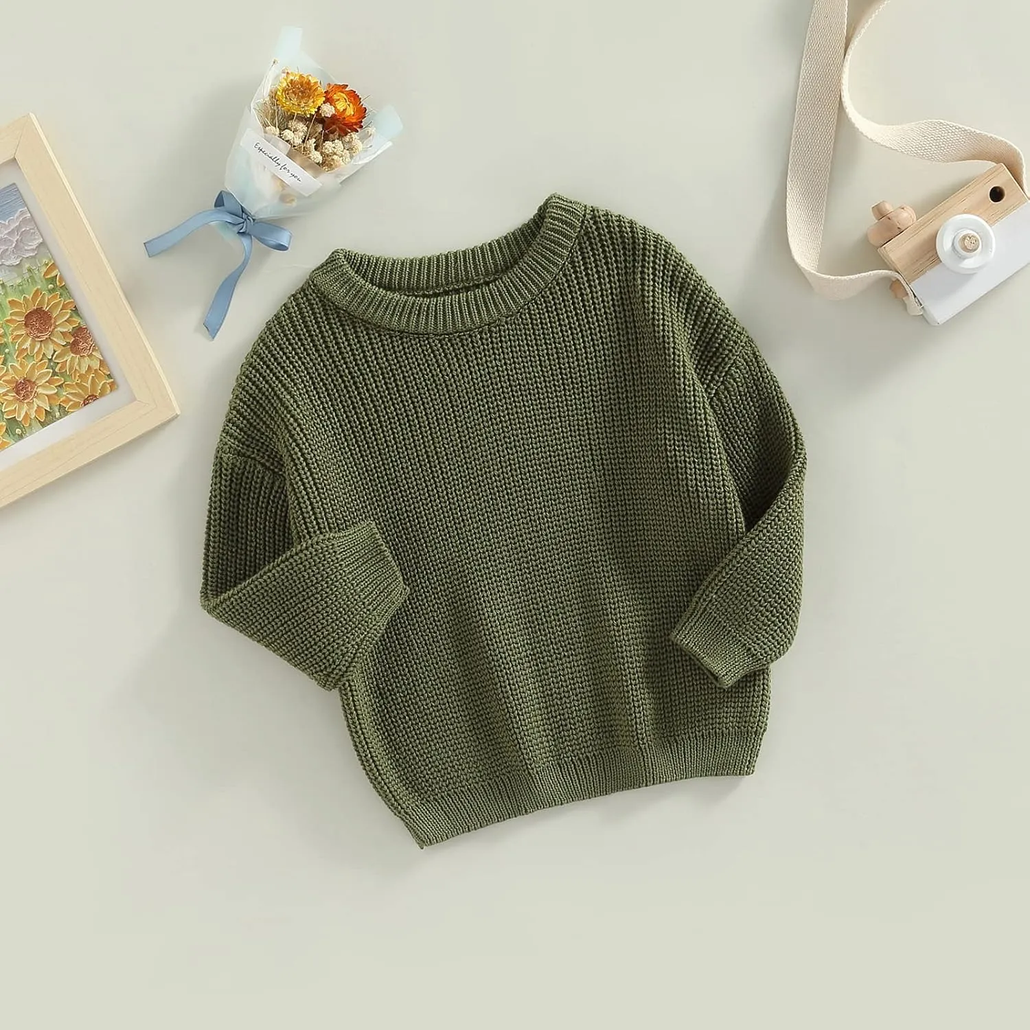 Toddler Baby Girl Boy Knitted Sweater Cardigan Crewneck Long Sleeve Pullover Sweatshirt Top Infant Winter Outfits