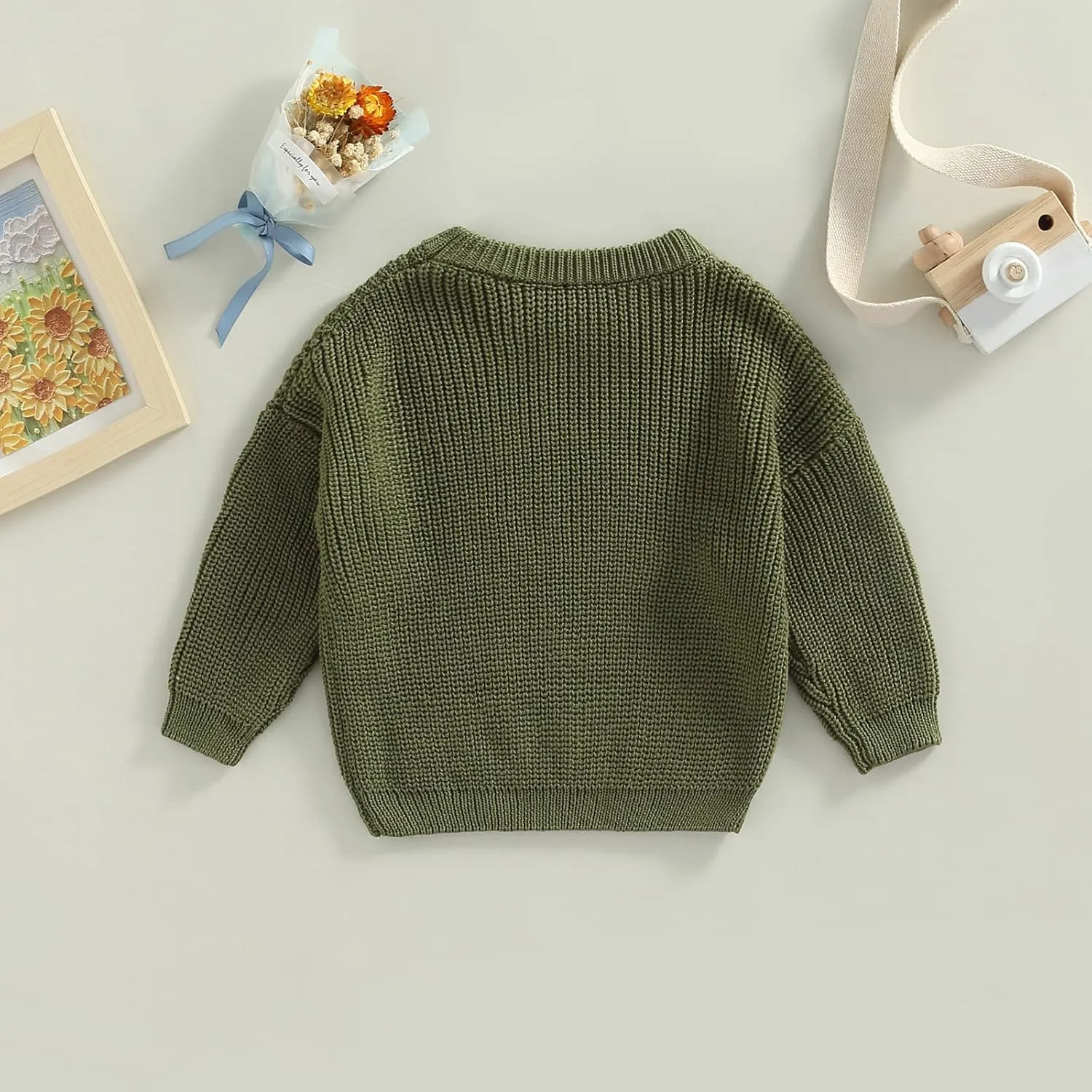 Toddler Baby Girl Boy Knitted Sweater Cardigan Crewneck Long Sleeve Pullover Sweatshirt Top Infant Winter Outfits
