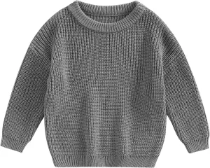 Toddler Baby Girl Boy Knitted Sweater Cardigan Crewneck Long Sleeve Pullover Sweatshirt Top Infant Winter Outfits
