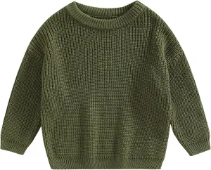 Toddler Baby Girl Boy Knitted Sweater Cardigan Crewneck Long Sleeve Pullover Sweatshirt Top Infant Winter Outfits