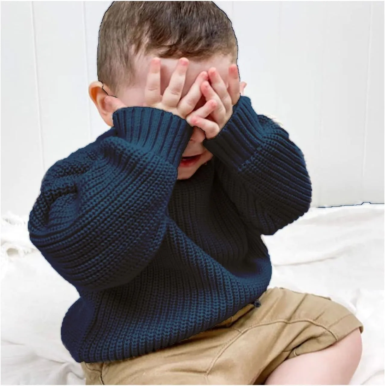 Toddler Baby Girl Boy Knitted Sweater Cardigan Crewneck Long Sleeve Pullover Sweatshirt Top Infant Winter Outfits