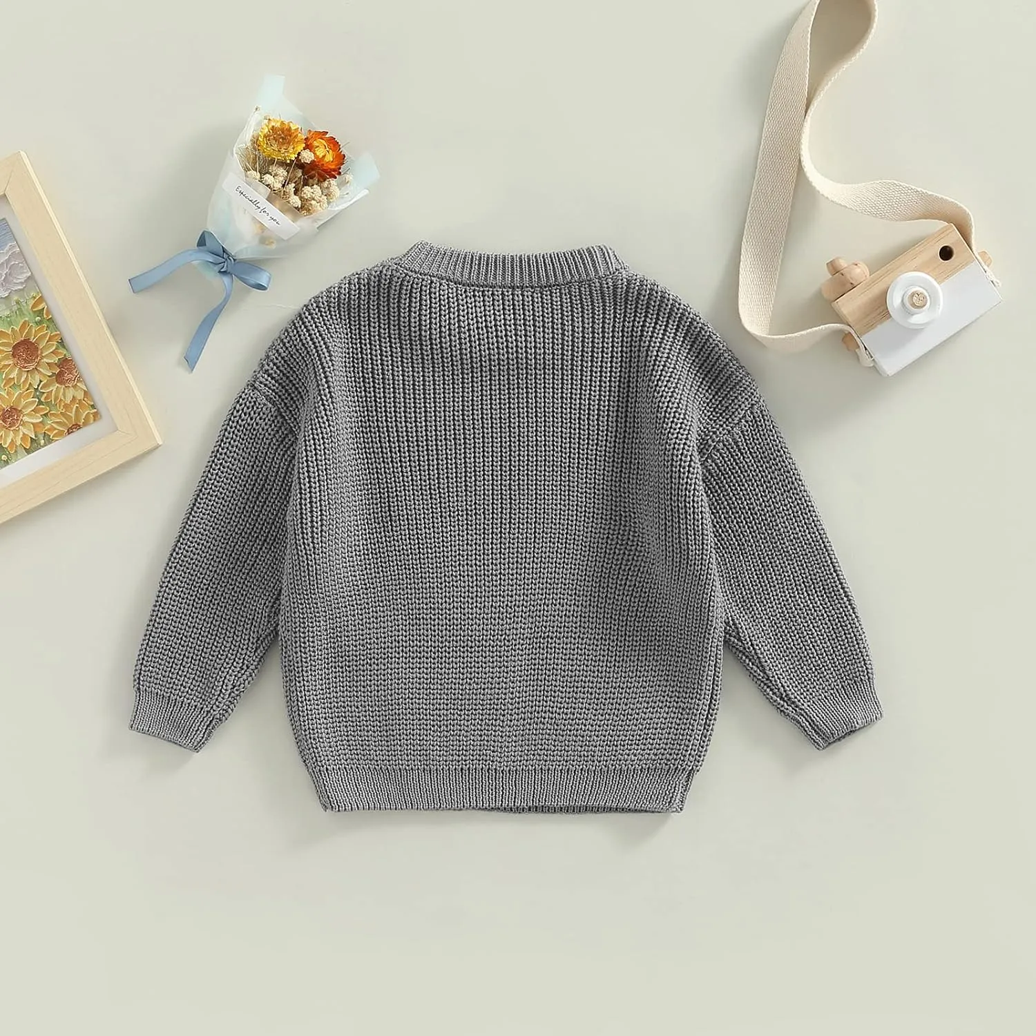 Toddler Baby Girl Boy Knitted Sweater Cardigan Crewneck Long Sleeve Pullover Sweatshirt Top Infant Winter Outfits