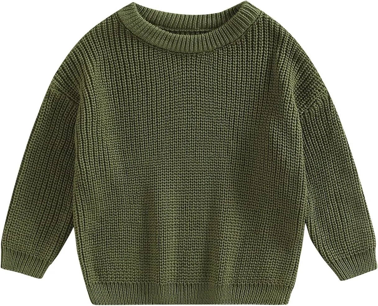 Toddler Baby Girl Boy Knitted Sweater Cardigan Crewneck Long Sleeve Pullover Sweatshirt Top Infant Winter Outfits