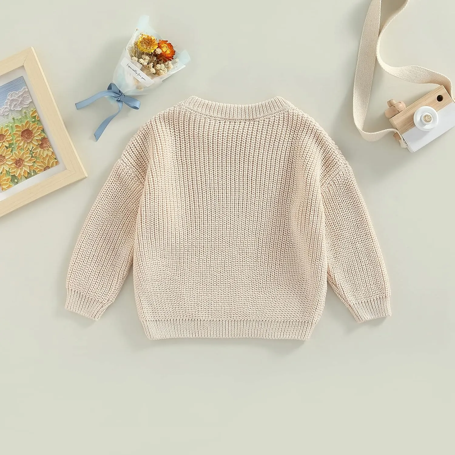 Toddler Baby Girl Boy Knitted Sweater Cardigan Crewneck Long Sleeve Pullover Sweatshirt Top Infant Winter Outfits