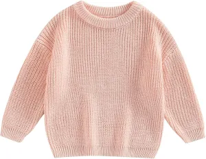 Toddler Baby Girl Boy Knitted Sweater Cardigan Crewneck Long Sleeve Pullover Sweatshirt Top Infant Winter Outfits