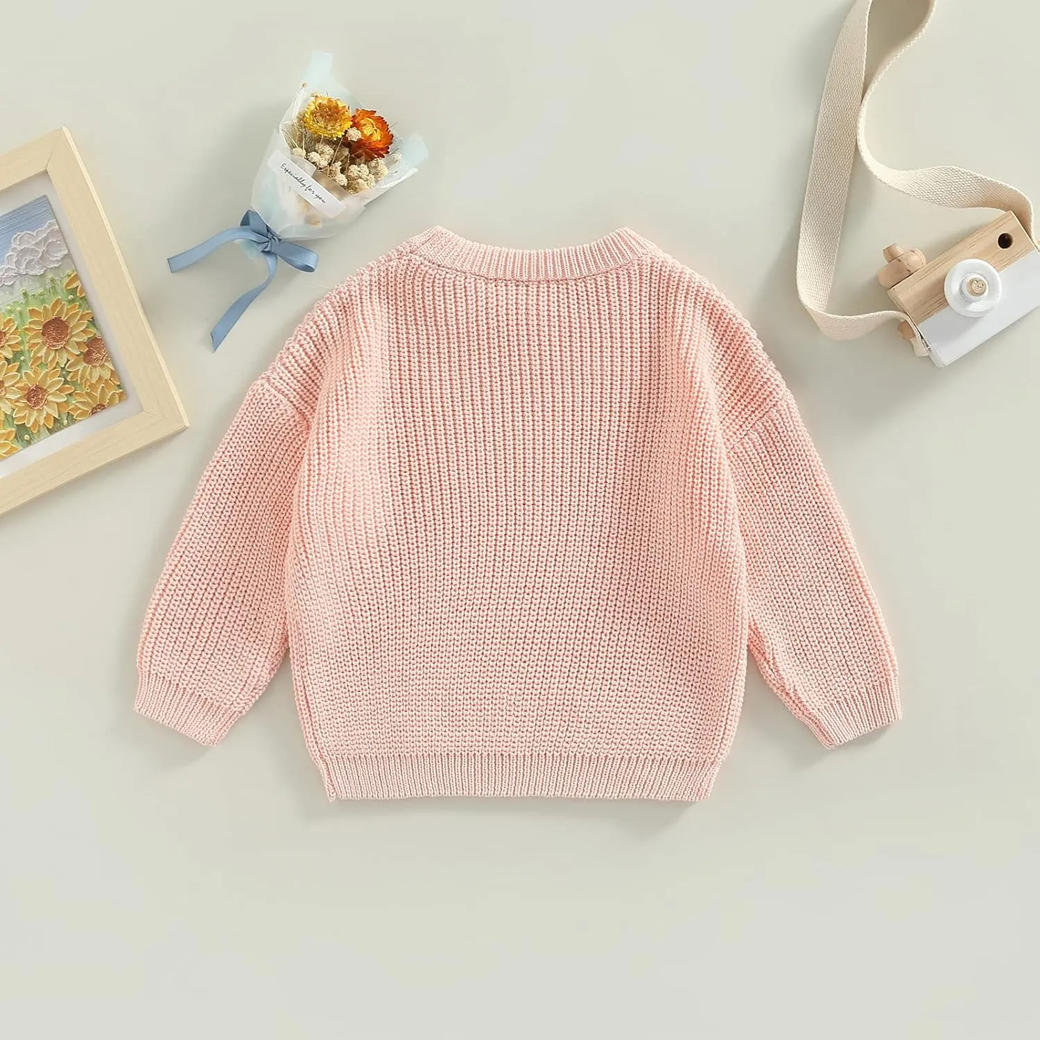 Toddler Baby Girl Boy Knitted Sweater Cardigan Crewneck Long Sleeve Pullover Sweatshirt Top Infant Winter Outfits