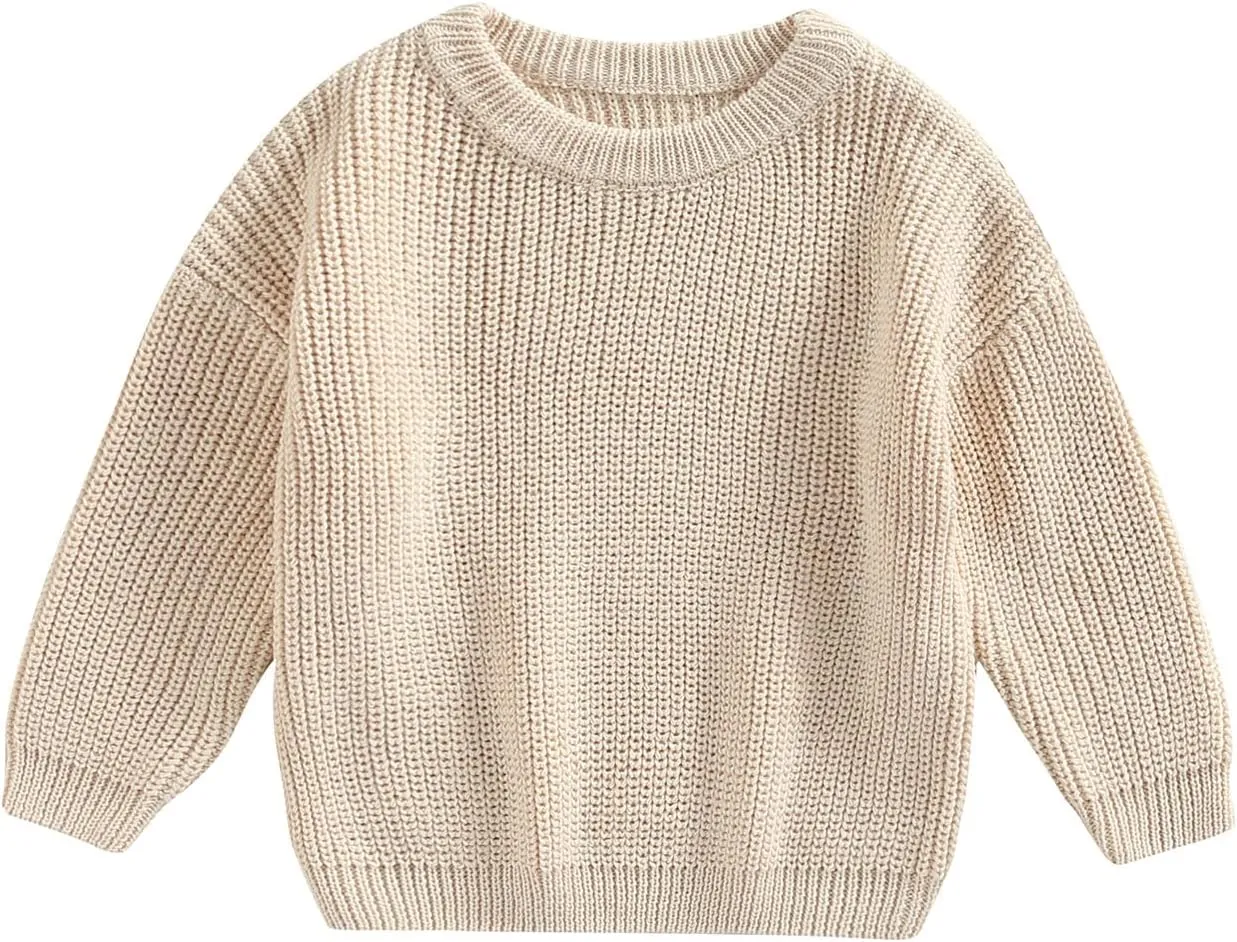 Toddler Baby Girl Boy Knitted Sweater Cardigan Crewneck Long Sleeve Pullover Sweatshirt Top Infant Winter Outfits