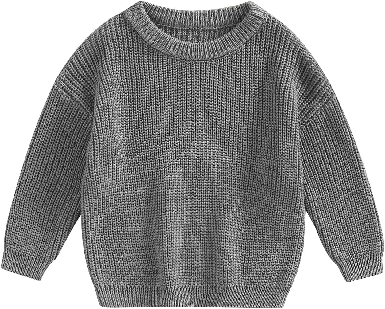 Toddler Baby Girl Boy Knitted Sweater Cardigan Crewneck Long Sleeve Pullover Sweatshirt Top Infant Winter Outfits