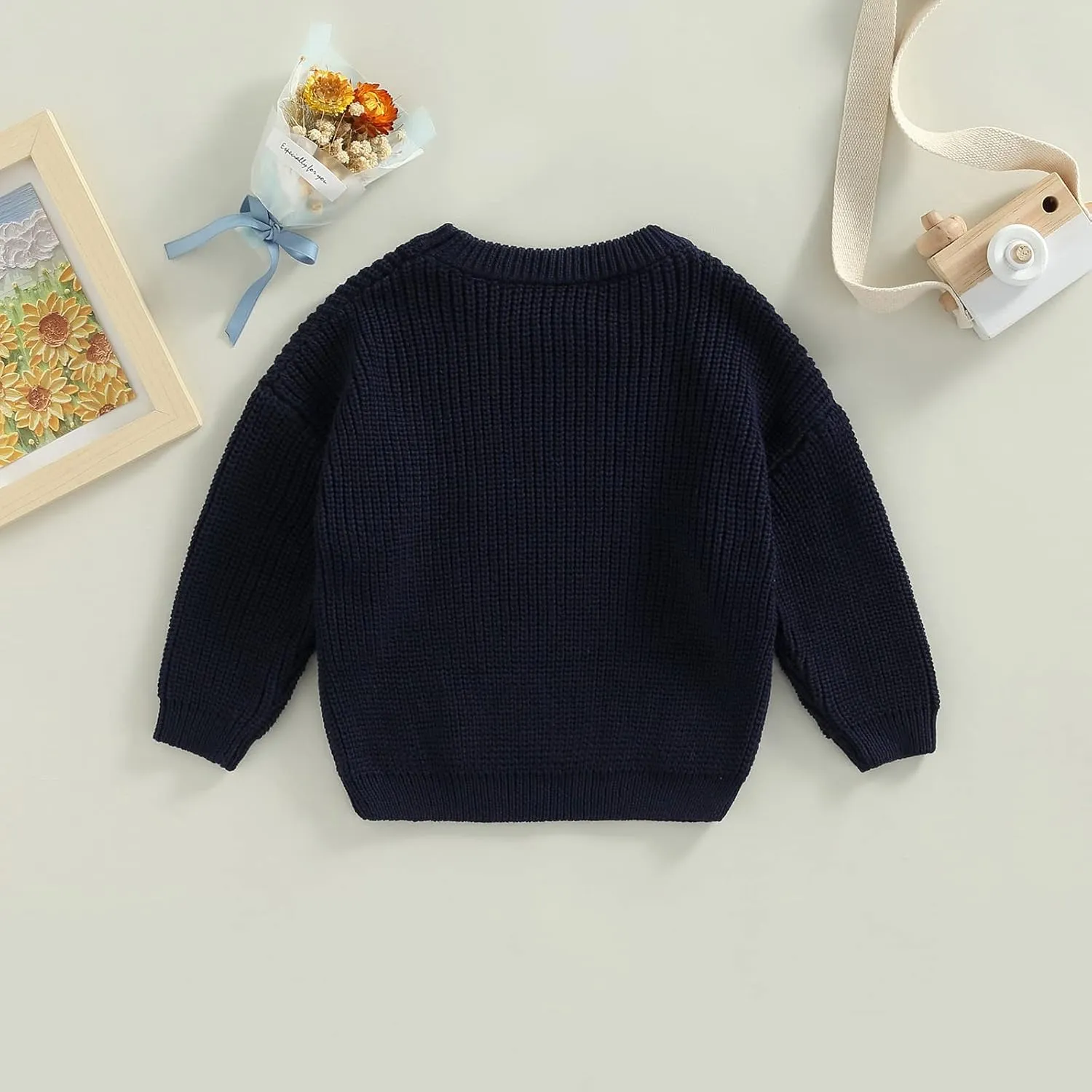 Toddler Baby Girl Boy Knitted Sweater Cardigan Crewneck Long Sleeve Pullover Sweatshirt Top Infant Winter Outfits