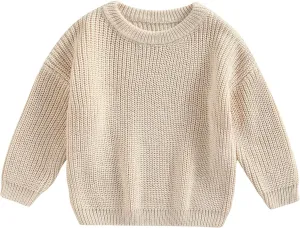 Toddler Baby Girl Boy Knitted Sweater Cardigan Crewneck Long Sleeve Pullover Sweatshirt Top Infant Winter Outfits