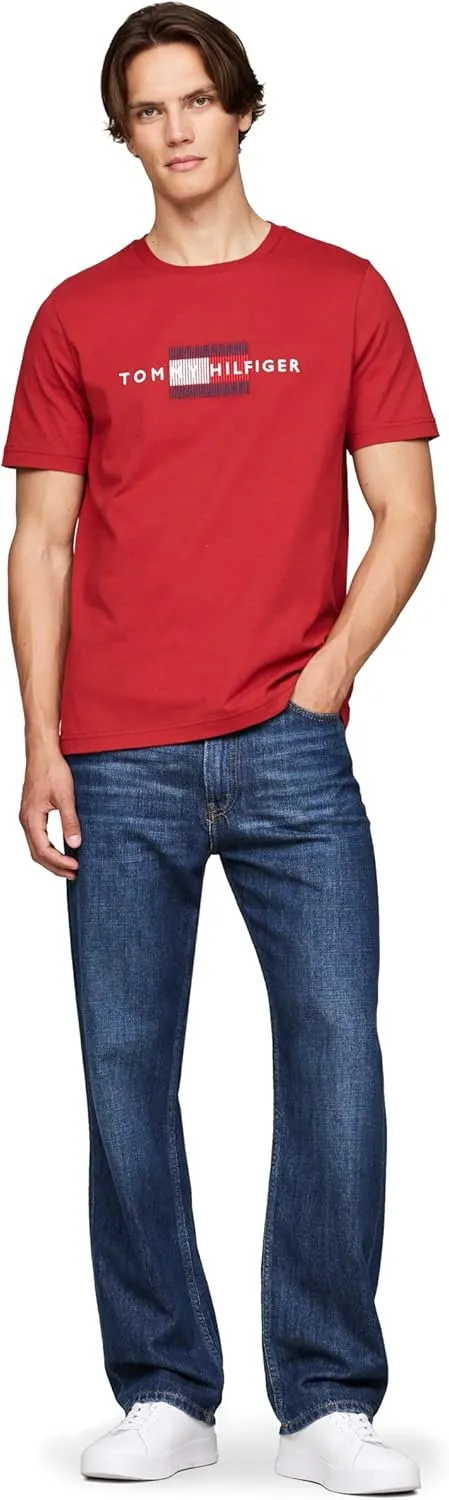Tommy Hilfiger Men's Short Sleeve Cotton Graphic T-Shirts with Embroidered Flag Logo, Also Available in Big & Tall