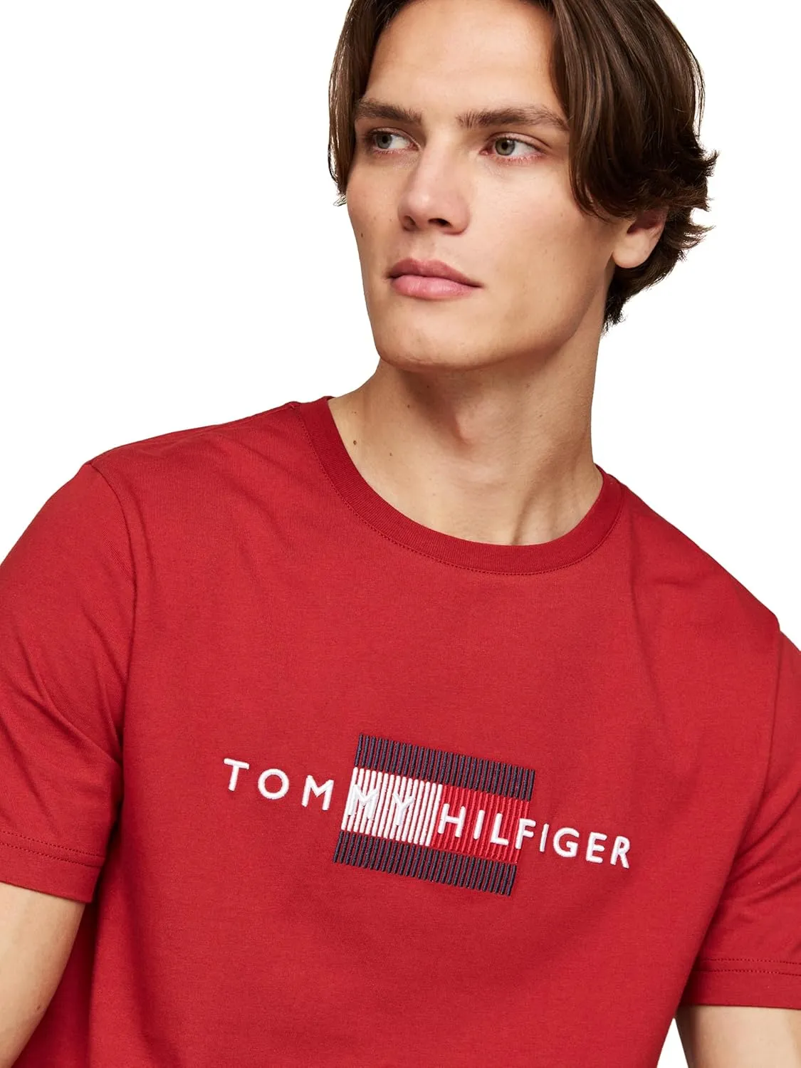Tommy Hilfiger Men's Short Sleeve Cotton Graphic T-Shirts with Embroidered Flag Logo, Also Available in Big & Tall