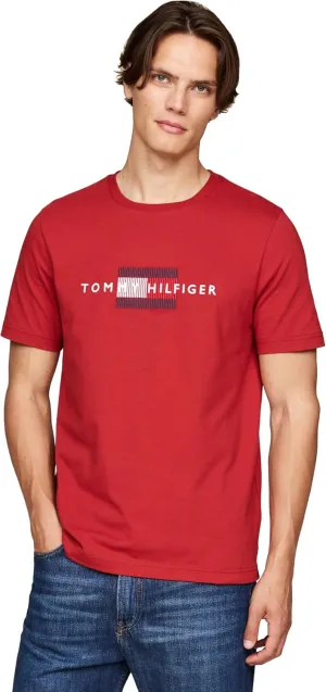 Tommy Hilfiger Men's Short Sleeve Cotton Graphic T-Shirts with Embroidered Flag Logo, Also Available in Big & Tall