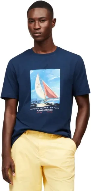 Tommy Hilfiger Men's Short Sleeve Cotton Graphic T-Shirts with Photo Print Design