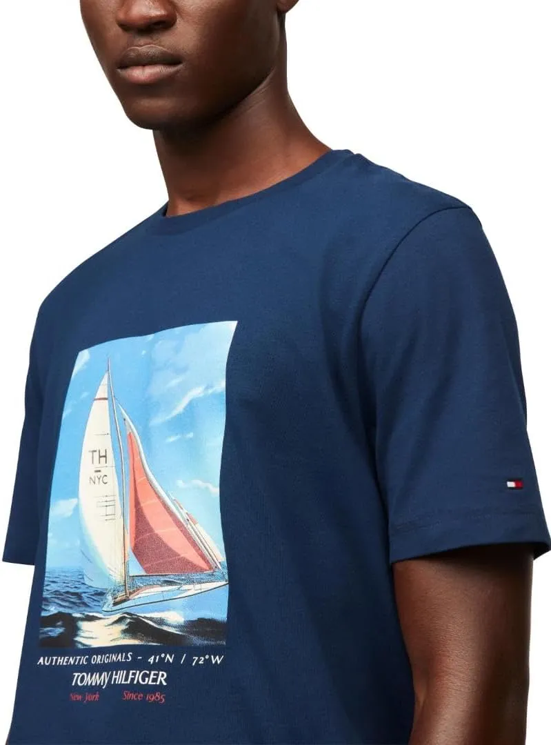 Tommy Hilfiger Men's Short Sleeve Cotton Graphic T-Shirts with Photo Print Design