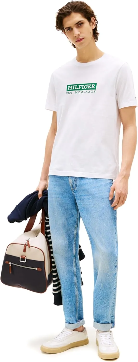 Tommy Hilfiger Men's Short Sleeve Cotton Graphic T-Shirts with Printed Logo, Also Available in Big & Tall